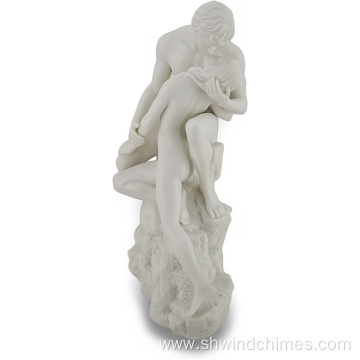 White Marble Finish Nude Sculpture of The Lovers
